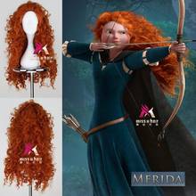 Brave movie princess merida cosplay long curly-tailed husky synthetic wigs, halloween party hair play wigs for woman + touca wig 2024 - buy cheap