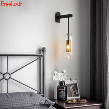 Luminária de parede de vidro industrial retrô, luminária led, design criativo, dourado e preto, para banheiro, corredor, casa, decoração, e14