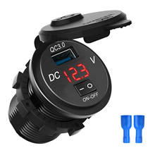 SOONHUA Universal QC 3.0 USB Waterproof Car Charger With ON OFF Switch Digital Voltmeter Display For Car RV ATV Motorbike Boat 2024 - buy cheap