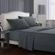 Conjunto de roupa de cama de cor pura cinza, lençol plano e fronha, tamanhos queen/king, branco e confortável, 39 2024 - compre barato