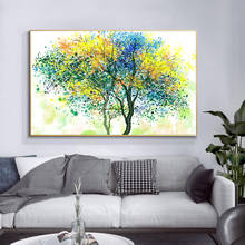 New Colorful Tree Oil Painting On The Wall Tree Posters Home Porch Quadro Wall Art Decorative Wall Pictures For Living Room 2024 - buy cheap