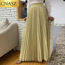 Плиссированная длинная юбка-трапеция, однотонная атласная юбка макси с эффектом металлик, для мусульманских женщин, Исламская Турция, Осень-зима 2024 - купить недорого