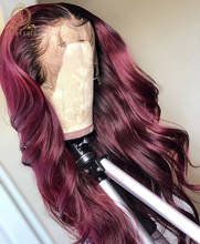 Burgundy Human Hair Wig Body Wave Red Lace  Human Hair Wigs For Black Women 180 Density Colored T Part Lace Wigs Nabeauty 250 2024 - buy cheap