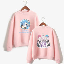 Moletom clássico feminino com capuz re zero, moletom de gola alta, feminino, moda japonesa de anime 2024 - compre barato