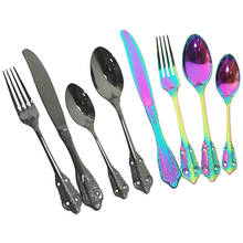 304 Stainless Steel Dinnerware Set Knife Fork Spoon Cutlery Set Western Vintage Tableware Set Home Kitchen Dinner Silverware Set 2024 - buy cheap