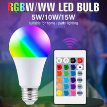 DuuToo LED Bulb RGB Lampada 220V Wireless IR Remote Smart Light Ampul LED RGBW Colorful Dimmable Bulb 240V Home Lamp 5W 10W 15W 2024 - buy cheap