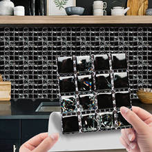Adesivo de azulejo de cristal 3d 10 espaços, impermeável, autoadesivo, mosaico, decalque de parede, adesivo diy, decoração de casa, cozinha, banheiro 2024 - compre barato