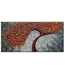 Gift Knife 3D Red tree Handmade Abstract flowers Oil Painting On Canvas Wall Art Picture For Living Room Home Decor Unframed 2024 - buy cheap