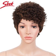 Peruca lisa com cabelo humano encaracolado, peruca feminina curta de cor brilhante, cabelo brasileiro, para mulheres negras, cacheado 2024 - compre barato