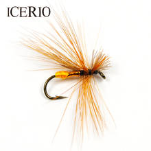ICERIO-SEÑUELOS DE trucha para pesca con mosca, 6 uds, amarillo, vientre, marrón, Caddis, #10 2024 - compra barato