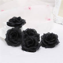 10pcs 8cm Black Artificial Rose Silk Flower Heads Decorative Flowers for Wedding Home Birthday Party New Year Banquet Decoration 2024 - buy cheap