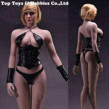 1/6 Female 17xg07 Black Clothing Leather Hanging Neck Tight Underwear Corset Fit 12" Action Figure Body Toys Doll 2024 - buy cheap