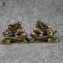Figura de dragón de cobre para decoración del hogar, miniaturas de animales del zodiaco chino 12, mascota de dragón, escritorio de oficina de latón, artesanía de decoración Feng Shui 2024 - compra barato