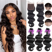 Brazilian Human Hair Body Wave Bundles With Closure Remy Hair 26 28 30 Bundles With Lace Closure Human Hair Extensions Beauhair 2024 - buy cheap