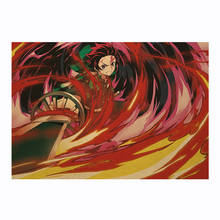 Pôster de decoração de casa, adesivo de parede do anime demon slayer: kimetsu no yaiba: 50.5x35cm 2024 - compre barato