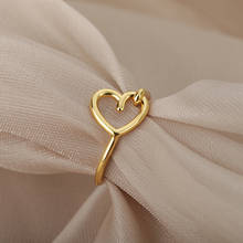 GORGEOUS TALE Simple Hollow Heart Stud Rings For Girl Gold Color Stainless Steel Fashion Jewelry Wedding Couple Friend Gifts 2024 - buy cheap