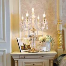 Lámpara Led de escritorio para decoración del hogar, candelabro de cristal E14, iluminación de mesa para restaurante, boda, 5 cabezales 2024 - compra barato