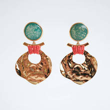ZA Earring Bohemian Ladies Gold Metal Big Dangle Earrings For Women Fashion Handmade Beaded Drop Earring Statement Jewelry Gift 2024 - buy cheap