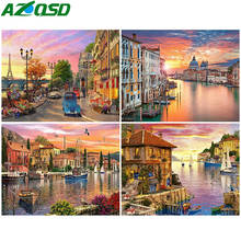AZQSD Diamond Painting City Mosaic Picture Of Rhinestones Needlework Diamond Embroidery Sale Landscape Handmade Craft 2024 - buy cheap