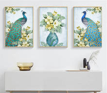 Blue Peacocks Flower Painting Canvas Wall Posters And Prints Modern Nordic Poster Wall Picture Artistic Painting For Home Décor 2024 - buy cheap