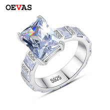 Женские кольца из 100% стерлингового серебра 925 пробы OEVAS, роскошные кольца с сияющим цирконием 8*11 мм и большим драгоценным камнем для свадебной вечеринки, ювелирные изделия для невесты 2024 - купить недорого