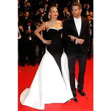 Red Carpet Celebrity Dress Strapless A-Line Black White Stain Split Sweetheart Formal Party Prom Evening Gowns Blake Lively 2022 2024 - buy cheap