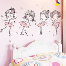 [Shijuekongjian] ballet dançarino adesivos de parede diy menina decalques de parede para quarto das crianças do bebê crianças berçário casa decoração 2024 - compre barato