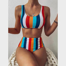 High Waist Bikini 2021 Women Swimsuit Striped High Cut Sexy Bikinis Set Swimming Wear for Swimwear Woman Bathing Suit Biquini 2024 - buy cheap