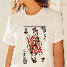 Camiseta com estampa de pôquer, camiseta feminina com estampa de cartas q gráficas, engraçada, estética 2024 - compre barato