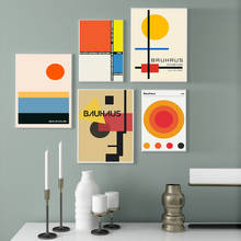 Bauhaus retro abstract posters imprime laranja geométrico rektangel kunst pintura da lona arte da parede fotos para sala de estar decoração 2024 - compre barato