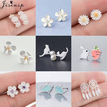 Minimalist Cartoon Animal Earrings for Women Kids Fashion Daisy Flower Earing Small Pearl Cat Whale Ear Studs Piercing Jewelry 2024 - buy cheap