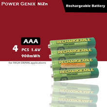 Envio gratuito nizn 1.6v aaa 900mwh recarregável powergenix mais de 1.5v bateria de alta tensão para uso com alto dreno 2024 - compre barato