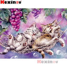 Kexinzu 5D Completa DIY Quadrado/Redonda Diamante Pintura "Uva balançar gato" 3D Bordado Ponto Cruz diamondpainting Mosaico presente # K80800 2024 - compre barato