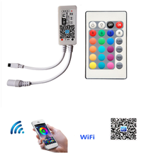 Контроллер RGB с 24 клавишами, Wi-Fi, 5-12 В, 24 В постоянного тока, пульт дистанционного управления через приложение для iOS и Android для светодиодной ленты SMD 3528 5050 2024 - купить недорого