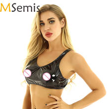 Mulheres quentes das senhoras wetlook clubwear lingerie de couro tanques exóticos correias sutiã aberto mamilos buraco sexy sutiã topo feminino látex colheita topo 2024 - compre barato