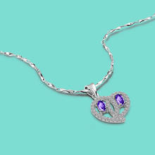 925 sterling silver necklace for women purple zircon pendant necklace lady's 46cm clavicle chain Solid silver jewelry best gift 2024 - buy cheap