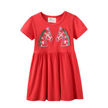 Jumping Meters New Red Animals Embroidery Hot Summer Kids Dresses Tutu Party Princess Fashion Toddler Cotton Frocks Clothing 2024 - buy cheap