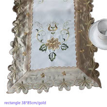 Camino de mesa de encaje satinado de lujo, cubierta de tela con bandera bordada, Mantel de cama de té y café, decoración de boda y Navidad 2024 - compra barato