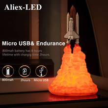 Lámpara decorativa de escritorio para niños, luz nocturna con cohete de impresión 3D, recargable por USB, para amantes del espacio, Luna y tierra, novedad de 2020 2024 - compra barato