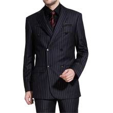 Tailored Black Stripe Wedding Men Suits 3Pcs Jacket+Pants+Vest+Tie Groom Blazer Trousers Tuxedo Bridegroom Party Wear Clothing 2024 - buy cheap