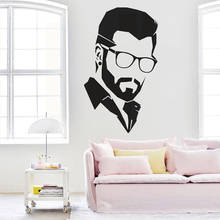 Handsome Man Vinyl Wall Decal Hairdresser Hair Salon Decoration Barbershop Removable Wall Sticker Bearded Man Wall Poster 3565 2024 - buy cheap