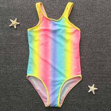 2019 Girl Swimsuit Kids Rainbow Color Teenager Girl Bathing Suit 8-16 Years Swim Wear Children Swimwear Big Girl Swimming Suit 2024 - buy cheap