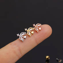 1 PCS Cute Small Zircon Bow Arrow Shape Ear Cartilage Piercing Stud Earring Gold Color Stainless Steel Bar Ball Helix Earring 2024 - buy cheap