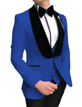 2020 mais recente casaco calça design azul real masculino terno conjunto fino ajuste 3 pçs formal smoking do noivo ternos de casamento personalizado prom terno masculino 2024 - compre barato
