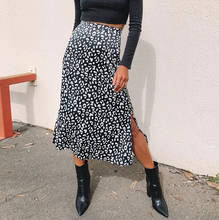 Ladies Leopard Chiffon Print Split Skirt Sexy Elegant Zip High Waist Casual Satin High Quality Wild Skirt юбка женская 02* 2024 - купить недорого