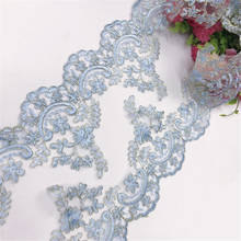 Tela con cordón azul real para decoración de boda, apliques delicados de encaje de malla veneciana con flores, 1 yarda, 15,5 cm 2024 - compra barato