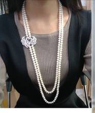 double strands 9-10mm  round white pearl necklace 24"26" 2024 - buy cheap