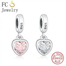 FC Jewelry-abalorio de plata de ley 925 para mujer, pulsera con forma de corazón de amor, circonita rosa, Berloque 2020 2024 - compra barato