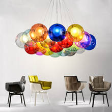 Lámpara de araña led para sala de estar, iluminación nórdica moderna minimalista de cristal multicolor para habitación de niños, comedor, colgante, novedad 2024 - compra barato