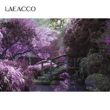 Laeacco-Árbol de arbusto con flores de flor roja rosa, lago, jardín, vista Natural, Fondo de fotografía escénica, sesión fotográfica 2024 - compra barato